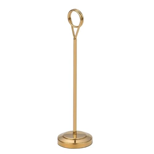SHENJMAI Tischnummern-Kartenhalter 1 Stück runder Edelstahl-Fotoclip, kreativer Kartenhalter, Papierständer, Hinweisklemme, Tischnummernhalter, Memo, Postkarte, Bildclip(Gold-25cm) von SHENJMAI