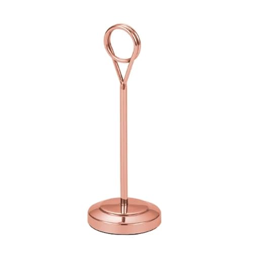 SHENJMAI Tischnummern-Kartenhalter 1 Stück runder Edelstahl-Fotoclip, kreativer Kartenhalter, Papierständer, Hinweisklemme, Tischnummernhalter, Memo, Postkarte, Bildclip(Rose Gold-20cm) von SHENJMAI