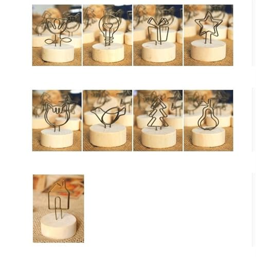 SHENJMAI Tischnummern-Kartenhalter 1 Stück runder Garten, kreativ, Holz, Schmiedeeisen, Notizklammern, Nachrichtenordner, Klebeclip, 11 Auswahlboxen(Gift) von SHENJMAI
