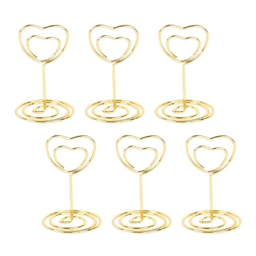 SHENJMAI Tischnummern-Kartenhalter 10 Stück Metall-Tischkartenhalter, Foto-Clip-Ständer, Hochzeit, Tischnummer, Namensschild, Ständer for Hochzeit, Geburtstag, Party, Heimdekoration(Gold Heart) von SHENJMAI
