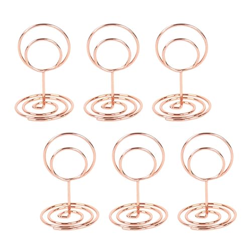 SHENJMAI Tischnummern-Kartenhalter 10 Stück herzförmige Metall-Kartenhalter, Ständer, Fotonummer, Namensclip, Hochzeitsdekoration, Tischhalter, Tischkarten-Memo-Nachrichten-Clips(Rose Gold-Round) von SHENJMAI