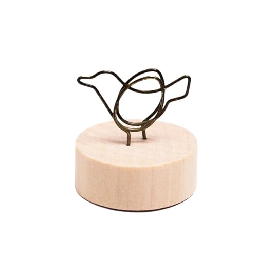 SHENJMAI Tischnummern-Kartenhalter 12 Arten kreativer runder/quadratischer Holz-Eisen-Fotoclip, Memo-Namenskarten-Anhänger, Einrichtungs-Bilderrahmen, Notizrahmen, Tischhalter(Round Bird) von SHENJMAI