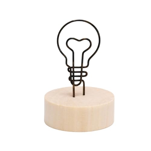 SHENJMAI Tischnummern-Kartenhalter 12 Arten kreativer runder/quadratischer Holz-Eisen-Fotoclip, Memo-Namenskarten-Anhänger, Einrichtungs-Bilderrahmen, Notizrahmen, Tischhalter(Round Bulb) von SHENJMAI