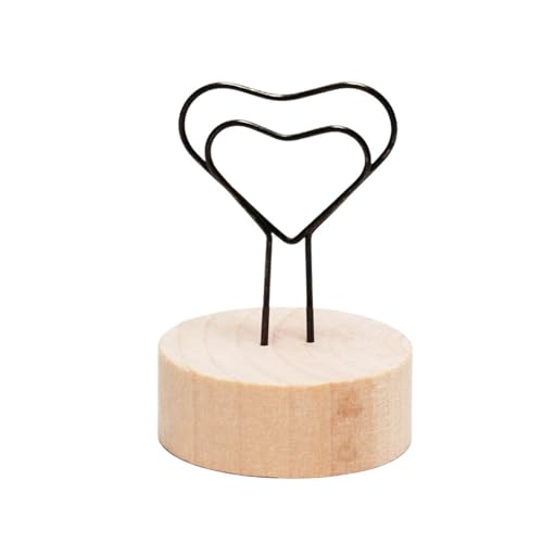 SHENJMAI Tischnummern-Kartenhalter 1PC Kreative Runde Holz Foto Clip Memo Name Karte Anhänger Halter Hinweis Artikel Bild Rahmen Tisch Nummer Hochzeit Foto Halter(A-Heart) von SHENJMAI