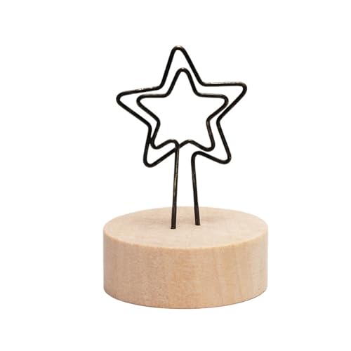 SHENJMAI Tischnummern-Kartenhalter 1PC Kreative Runde Holz Foto Clip Memo Name Karte Anhänger Halter Hinweis Artikel Bild Rahmen Tisch Nummer Hochzeit Foto Halter(A-Star) von SHENJMAI
