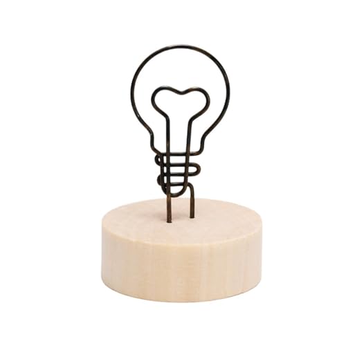 SHENJMAI Tischnummern-Kartenhalter 1PC Kreative Runde Holz Hinweis Bild Rahmen Clip Tisch Nummer Hochzeit Foto Halter Foto Clip Memo Name Karte Anhänger Halter(Bulb) von SHENJMAI