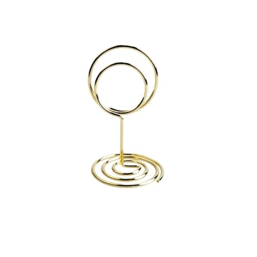 SHENJMAI Tischnummern-Kartenhalter 220 mm Tischkartenklammern, Ständer, metallisches Roségold, herzförmige Fotos, Klammern, Papierklammer, Tischnummernhalter, Tischdekoration(Style1-1-gold) von SHENJMAI