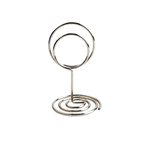 SHENJMAI Tischnummern-Kartenhalter 220 mm Tischkartenklammern, Ständer, metallisches Roségold, herzförmige Fotos, Klammern, Papierklammer, Tischnummernhalter, Tischdekoration(Style1-1-silver) von SHENJMAI