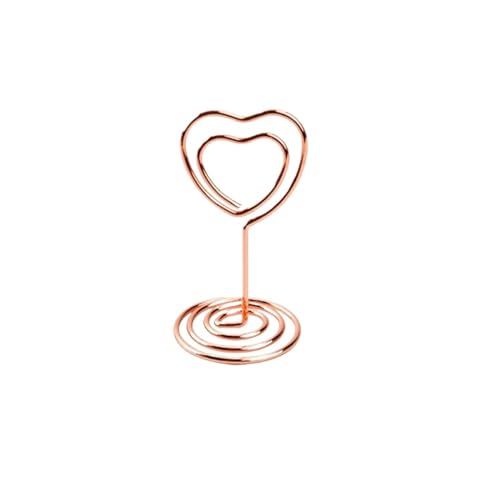 SHENJMAI Tischnummern-Kartenhalter 220 mm Tischkartenklammern, Ständer, metallisches Roségold, herzförmige Fotos, Klammern, Papierklammer, Tischnummernhalter, Tischdekoration(Style2-1-rose Gold) von SHENJMAI
