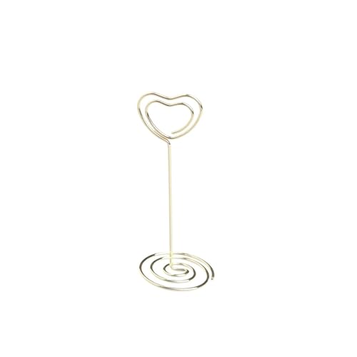 SHENJMAI Tischnummern-Kartenhalter 220 mm Tischkartenklammern, Ständer, metallisches Roségold, herzförmige Fotos, Klammern, Papierklammer, Tischnummernhalter, Tischdekoration(Style2-2-gold) von SHENJMAI