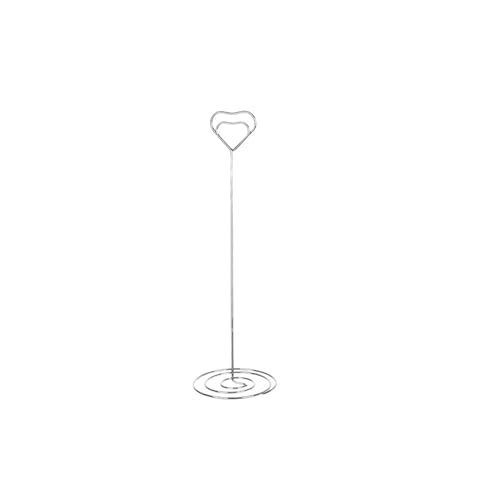 SHENJMAI Tischnummern-Kartenhalter 220 mm Tischkartenklammern, Ständer, metallisches Roségold, herzförmige Fotos, Klammern, Papierklammer, Tischnummernhalter, Tischdekoration(Style2-3-silver) von SHENJMAI