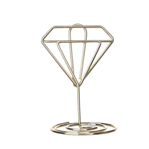SHENJMAI Tischnummern-Kartenhalter 220 mm Tischkartenklammern, Ständer, metallisches Roségold, herzförmige Fotos, Klammern, Papierklammer, Tischnummernhalter, Tischdekoration(Style3-2-gold) von SHENJMAI