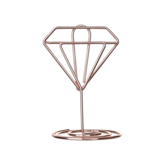 SHENJMAI Tischnummern-Kartenhalter 220 mm Tischkartenklammern, Ständer, metallisches Roségold, herzförmige Fotos, Klammern, Papierklammer, Tischnummernhalter, Tischdekoration(Style3-2-rose Gold) von SHENJMAI