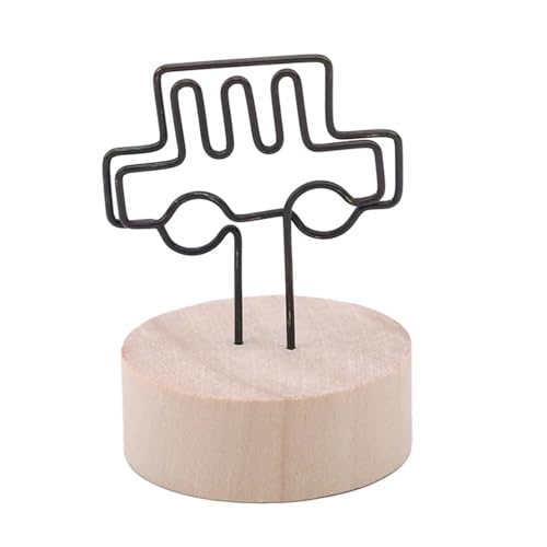 SHENJMAI Tischnummern-Kartenhalter 4CM Kreative Runde Holz Eisen Foto Clip Memo Name Karte Anhänger Innenausstattung Bilderrahmen DIY Familie Foto Dekoration(Car) von SHENJMAI