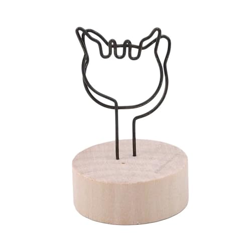 SHENJMAI Tischnummern-Kartenhalter 4CM Kreative Runde Holz Eisen Foto Clip Memo Name Karte Anhänger Innenausstattung Bilderrahmen DIY Familie Foto Dekoration(Cat Head) von SHENJMAI
