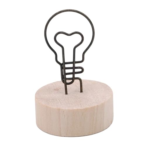 SHENJMAI Tischnummern-Kartenhalter 4CM Kreative Runde Holz Eisen Foto Clip Memo Name Karte Anhänger Innenausstattung Bilderrahmen DIY Familie Foto Dekoration(Light Bulb) von SHENJMAI