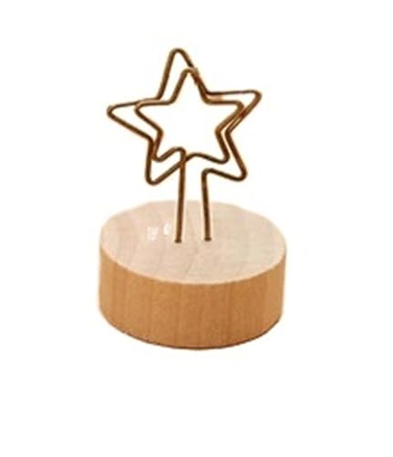 SHENJMAI Tischnummern-Kartenhalter DIY Runde Holz Eisen Pastoralen Stil Notizen Clip Kreative Nachricht Foto Clip Ständer Memo Papier Karte Halter Büro Liefert(Star) von SHENJMAI