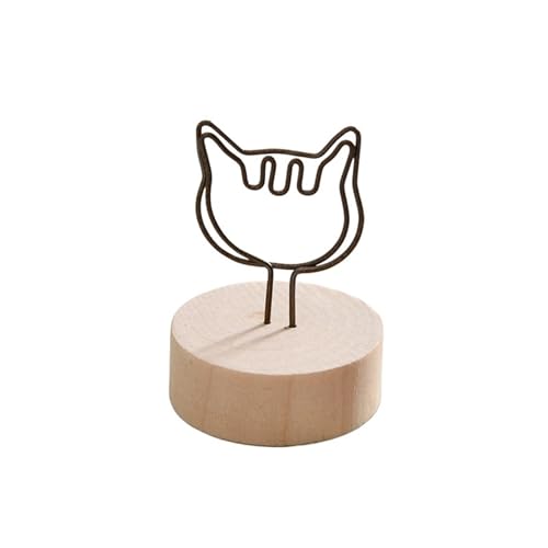 SHENJMAI Tischnummern-Kartenhalter Holz Eisen Vogel Katze Form Kartenhalter Minimalismus Kreative Memo Clips Metall Nachricht Foto Ort Steht Home Office Zubehör(2pcs Cat) von SHENJMAI