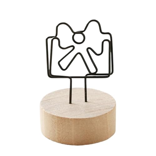 SHENJMAI Tischnummern-Kartenhalter Niedliche Design-Klammern Stehen rund aus Holz, Tischkarten- und Papierklemmen, Tischdekoration, Tischnummern, Halter, Fotos(Bowknot) von SHENJMAI