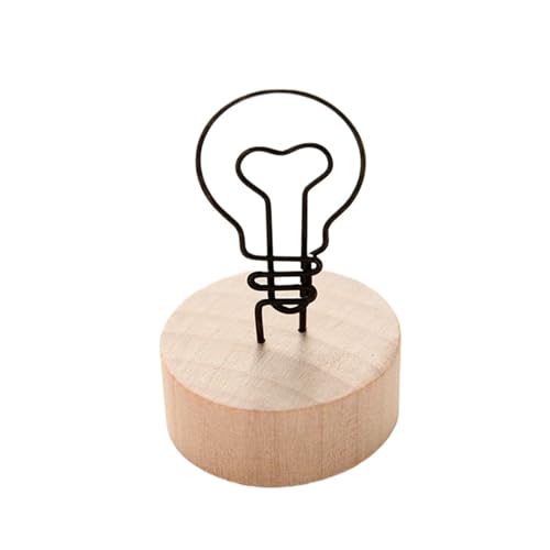 SHENJMAI Tischnummern-Kartenhalter Niedliche Design-Klammern Stehen rund aus Holz, Tischkarten- und Papierklemmen, Tischdekoration, Tischnummern, Halter, Fotos(Bulb) von SHENJMAI