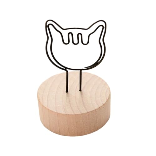 SHENJMAI Tischnummern-Kartenhalter Niedliche Design-Klammern Stehen rund aus Holz, Tischkarten- und Papierklemmen, Tischdekoration, Tischnummern, Halter, Fotos(Cat) von SHENJMAI