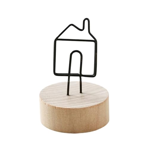 SHENJMAI Tischnummern-Kartenhalter Niedliche Design-Klammern Stehen rund aus Holz, Tischkarten- und Papierklemmen, Tischdekoration, Tischnummern, Halter, Fotos(House) von SHENJMAI