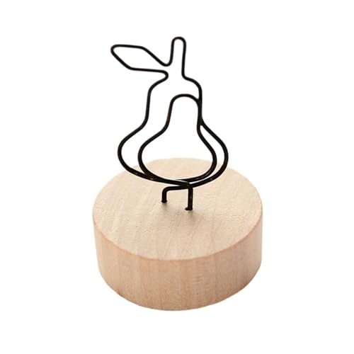 SHENJMAI Tischnummern-Kartenhalter Niedliche Design-Klammern Stehen rund aus Holz, Tischkarten- und Papierklemmen, Tischdekoration, Tischnummern, Halter, Fotos(Pear) von SHENJMAI