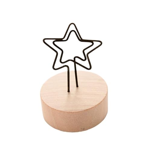 SHENJMAI Tischnummern-Kartenhalter Niedliche Design-Klammern Stehen rund aus Holz, Tischkarten- und Papierklemmen, Tischdekoration, Tischnummern, Halter, Fotos(Star) von SHENJMAI