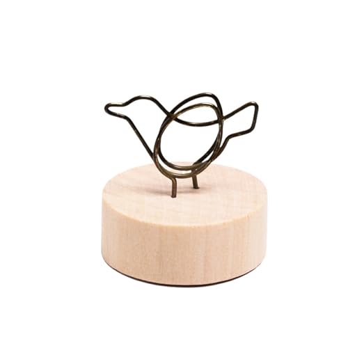SHENJMAI Tischnummern-Kartenhalter Runder Holz-Fotoclip, Memo-Namenskarten-Anhänger-Halter, Nachrichten-Unterstützer, Bilderrahmen, Tischnummer, Hochzeitsfoto-Halter(Bird Round) von SHENJMAI