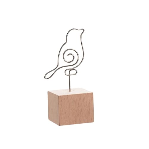 SHENJMAI Tischnummern-Kartenhalter Runder Holz-Fotoclip, Memo-Namenskarten-Anhänger-Halter, Nachrichten-Unterstützer, Bilderrahmen, Tischnummer, Hochzeitsfoto-Halter(Bird Square) von SHENJMAI