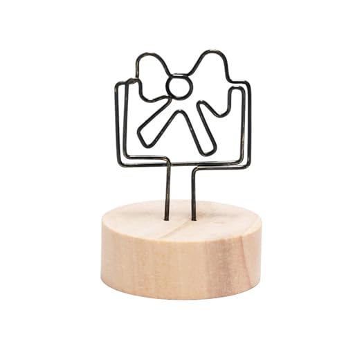 SHENJMAI Tischnummern-Kartenhalter Runder Holz-Fotoclip, Memo-Namenskarten-Anhänger-Halter, Nachrichten-Unterstützer, Bilderrahmen, Tischnummer, Hochzeitsfoto-Halter(Bowknot Round) von SHENJMAI