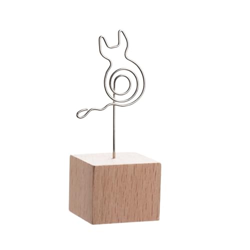 SHENJMAI Tischnummern-Kartenhalter Runder Holz-Fotoclip, Memo-Namenskarten-Anhänger-Halter, Nachrichten-Unterstützer, Bilderrahmen, Tischnummer, Hochzeitsfoto-Halter(Cat Square) von SHENJMAI