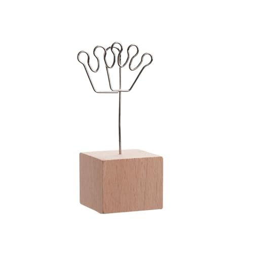 SHENJMAI Tischnummern-Kartenhalter Runder Holz-Fotoclip, Memo-Namenskarten-Anhänger-Halter, Nachrichten-Unterstützer, Bilderrahmen, Tischnummer, Hochzeitsfoto-Halter(Crown Square) von SHENJMAI