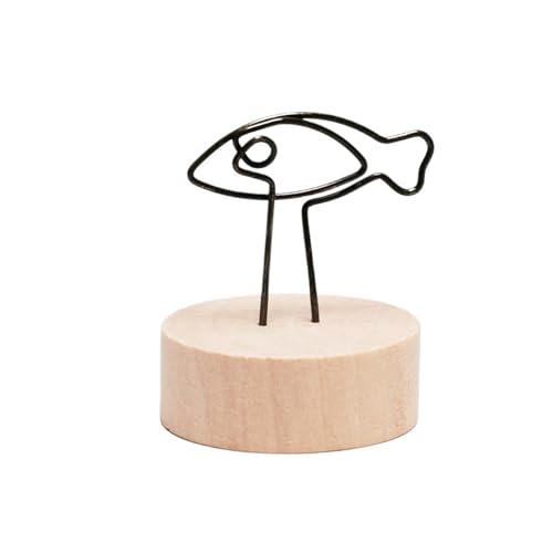 SHENJMAI Tischnummern-Kartenhalter Runder Holz-Fotoclip, Memo-Namenskarten-Anhänger-Halter, Nachrichten-Unterstützer, Bilderrahmen, Tischnummer, Hochzeitsfoto-Halter(Fish Round) von SHENJMAI