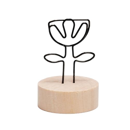 SHENJMAI Tischnummern-Kartenhalter Runder Holz-Fotoclip, Memo-Namenskarten-Anhänger-Halter, Nachrichten-Unterstützer, Bilderrahmen, Tischnummer, Hochzeitsfoto-Halter(Flower Round) von SHENJMAI