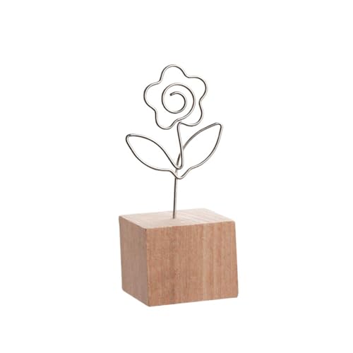 SHENJMAI Tischnummern-Kartenhalter Runder Holz-Fotoclip, Memo-Namenskarten-Anhänger-Halter, Nachrichten-Unterstützer, Bilderrahmen, Tischnummer, Hochzeitsfoto-Halter(Flower Square) von SHENJMAI