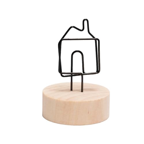 SHENJMAI Tischnummern-Kartenhalter Runder Holz-Fotoclip, Memo-Namenskarten-Anhänger-Halter, Nachrichten-Unterstützer, Bilderrahmen, Tischnummer, Hochzeitsfoto-Halter(House Round) von SHENJMAI