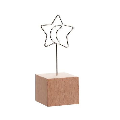 SHENJMAI Tischnummern-Kartenhalter Runder Holz-Fotoclip, Memo-Namenskarten-Anhänger-Halter, Nachrichten-Unterstützer, Bilderrahmen, Tischnummer, Hochzeitsfoto-Halter(Star Square) von SHENJMAI