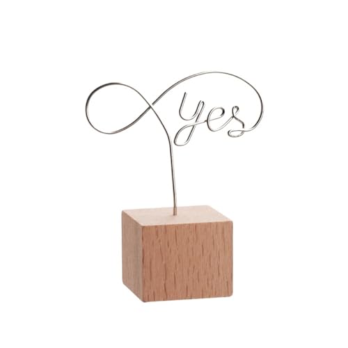 SHENJMAI Tischnummern-Kartenhalter Runder Holz-Fotoclip, Memo-Namenskarten-Anhänger-Halter, Nachrichten-Unterstützer, Bilderrahmen, Tischnummer, Hochzeitsfoto-Halter(Yes Square) von SHENJMAI