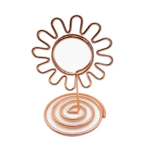 SHENJMAI Tischnummern-Kartenhalter Verschiedene Formen Tischkartenhalter Metallic Tischnummernständer Papierklemme Romantische Fotoklammer Desktop-Dekoration Notizhalter(Rose Gold-Sunflower) von SHENJMAI
