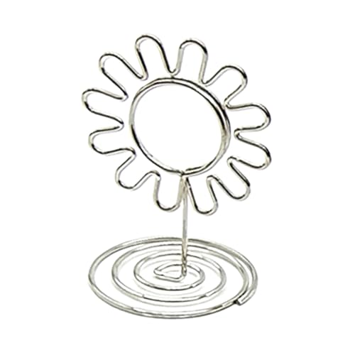 SHENJMAI Tischnummern-Kartenhalter Verschiedene Formen Tischkartenhalter Metallic Tischnummernständer Papierklemme Romantische Fotoklammer Desktop-Dekoration Notizhalter(Silver-Sunflower) von SHENJMAI