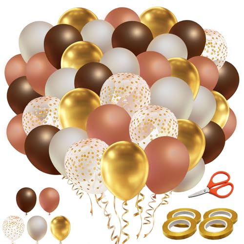 SHENSAIGO 100 Stück Luftballons Geburtstag, Champagnergold Luftballons Hochzeit, Gold Konfetti Helium Ballons mit Schere und 4 Goldene Schleife, Boho Latex Luftballon für Abschlussfeier Babyparty SHENSAIGO 100 Stück Luftballons Geburtstag, Champagnergold Luftballons Hochzeit, Gold Konfetti Helium Ballons mit Schere und 4 Goldene Schleife, Boho Latex Luftballon für Abschlussfeier Babyparty von SHENSAIGO