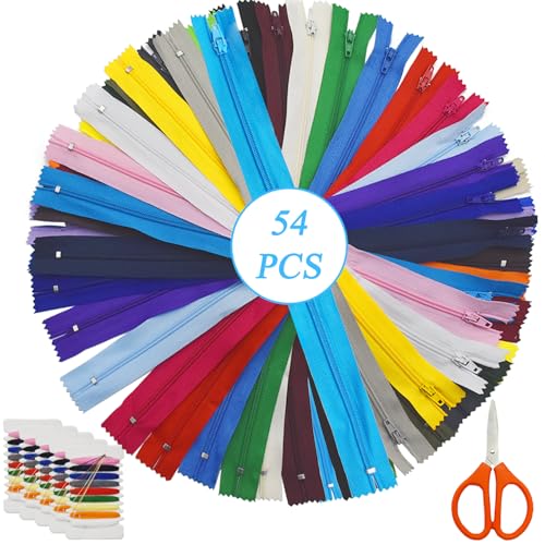 SHENSAIGO 54 Stück Nylon-Reißverschlüsse zum Nähen und Basteln, 27 Farben Reißverschluss 30cm mit 5 Nähtasches, 2.5cm Breit Ersatz Reisverschluss für Sewing Craft Kleidung Tasche Mäppchen Kissenbezug SHENSAIGO 54 Stück Nylon-Reißverschlüsse zum Nähen und Basteln, 27 Farben Reißverschluss 30cm mit 5 Nähtasches, 2.5cm Breit Ersatz Reisverschluss für Sewing Craft Kleidung Tasche Mäppchen Kissenbezug von SHENSAIGO