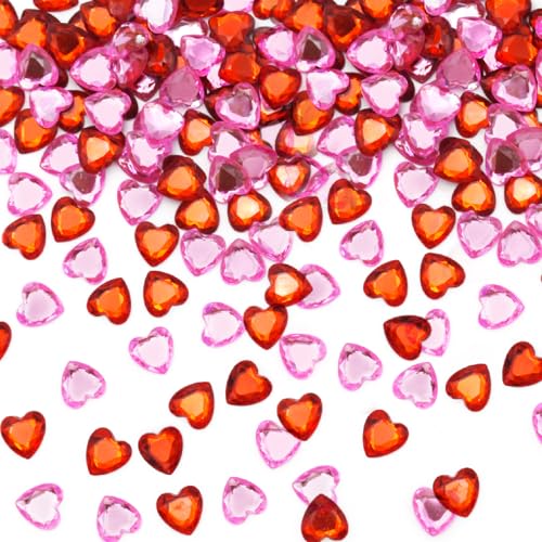 SHENSAIGO 600 Stück Herz Diamant, Acryl Hochzeitsdeko Diamantene, Kristalle Tischdeko Dekosteine, Streudeko Konfetti Hochzeit Deko für DIY Vase Valentinstag (Rot,Rosa) von SHENSAIGO