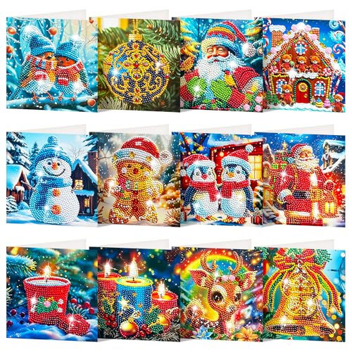 SHEPIN 12 Stück Diamond Painting Weihnachtskarten, 5D Diamant Painting Weihnachten Karten mit Umschlag, Diamond Painting Postkarten Grußkarten Weihnachten Geschenk für Freunde und Familie SHEPIN 12 Stück Diamond Painting Weihnachtskarten, 5D Diamant Painting Weihnachten Karten mit Umschlag, Diamond Painting Postkarten Grußkarten Weihnachten Geschenk für Freunde und Familie von SHEPIN