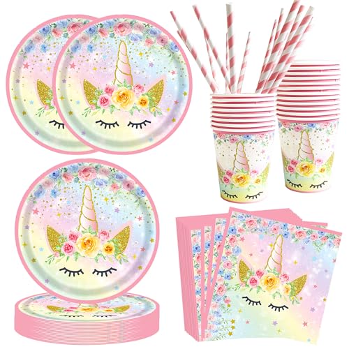 SHEPIN 80 Stück Partygeschirr Set, Partyzubehör Geschirr Set, Geburtstag Deko Kindergeburtstag, Papier Becher Pappteller Servietten und Strohhalme für Mädchen Geburtstagsdeko 20 Gäste SHEPIN 80 Stück Partygeschirr Set, Partyzubehör Geschirr Set, Geburtstag Deko Kindergeburtstag, Papier Becher Pappteller Servietten und Strohhalme für Mädchen Geburtstagsdeko 20 Gäste von SHEPIN