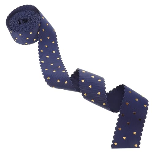SHERCHPRY 1 Rolle Herzband mit Goldfolie Yards Gewellter Spitzenrand für Hochzeitssträuße Partydekorationen DIY und Geschenkbewicklung Dunkelblau Breit von SHERCHPRY