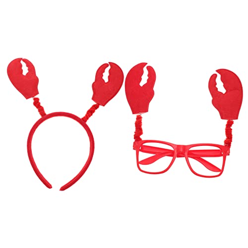 SHERCHPRY 1 Satz Krabbenstirnbandbrille Party Sonnenbrille für Stirnbänder für haarschmuck lustige Hummerbrille Krabbenkopfschmuck Krabbendekorationen Brille Tuch rot von SHERCHPRY