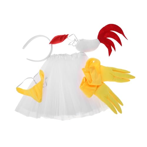 SHERCHPRY 1 Set Hühnerkopfschmuck Mit Weißen Federn Hühnerkostüm Halloween Kostüm Hühnermaske Hühnerkostüm Stirnband Hühner Cosplay Set Kostüme Für Hühner Plüsch von SHERCHPRY