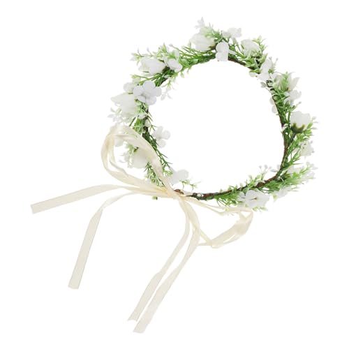 SHERCHPRY 1 Stück Brautkranz Haarschmuck mit Kunstblumen Wreath Headdress für Hochzeiten Partys und Fotoshootings Langlebiges Blumenhaarband Weiß mit Rosen Vielseitig Einsetzbar für Feste von SHERCHPRY